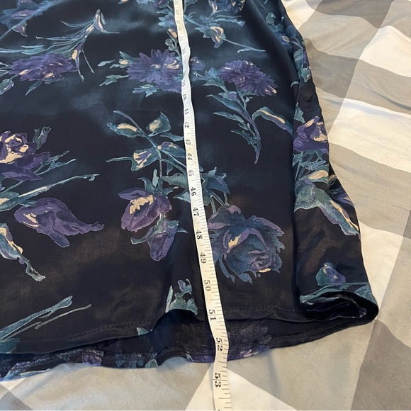 Laura Ashley 90s Vintage Satin Dark Floral Short Sleeve Maxi Dress Size 6 - Picture 8 of 10